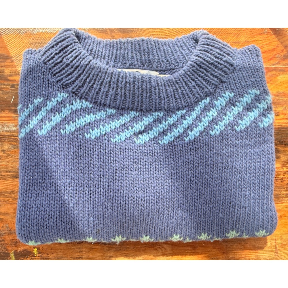 VTG 80s 90s Sweater Venture Wool m Ecuador Hand Knit Men's L Fair Isle Geometric